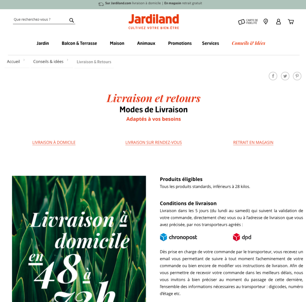 livraison et retour jardiland